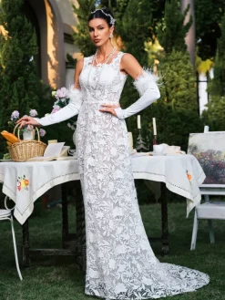 Dresses | Maxi Dresses*Mew Mews Fashion Edison Plunge Neck Floral Lace Maxi Dress