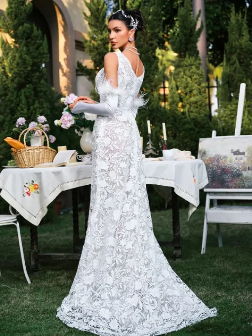 Dresses | Maxi Dresses*Mew Mews Fashion Edison Plunge Neck Floral Lace Maxi Dress