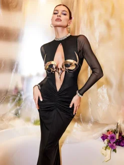 Armor Tops | Tops*Mew Mews Fashion O/S Einar Metallic Cutout Armor Top In Silver