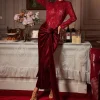 Maxi Dresses | Dresses*Mew Mews Fashion Eldrian Flower Ruched Split Lace Velvet Maxi Dress