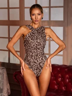 Bodysuits | Tops*Mew Mews Fashion Elemer Leopard Ruched Bodysuit