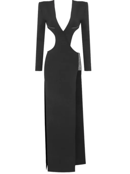 Dresses*Bandage Elettra Cutout Crystal Split Dress
