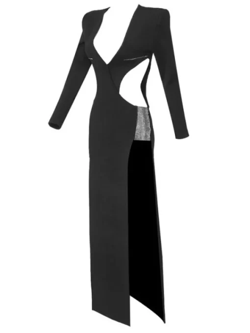 Dresses*Bandage Elettra Cutout Crystal Split Dress