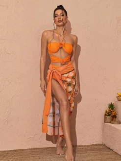 Bikini Sets*Mew Mews Fashion Eleven Halterneck Swimwear Two Piece Set