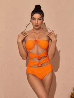 Bikini Sets*Mew Mews Fashion Eleven Halterneck Swimwear Two Piece Set