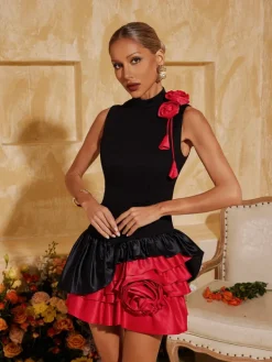 Dresses | Mini Dresses*Mew Mews Fashion Eliette Sleeveless Flower Ruched Mini Dress
