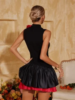 Dresses | Mini Dresses*Mew Mews Fashion Eliette Sleeveless Flower Ruched Mini Dress