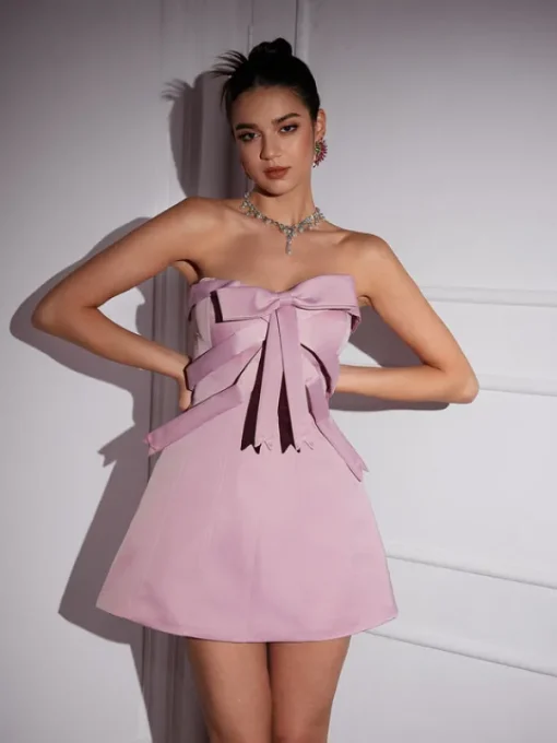 Dresses | Mini Dresses*Mew Mews Fashion Elija Strapless Bow Satin Mini Dress
