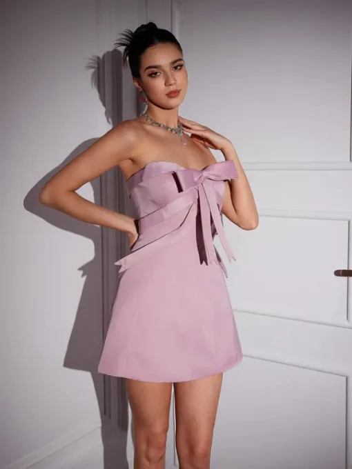 Dresses | Mini Dresses*Mew Mews Fashion Elija Strapless Bow Satin Mini Dress
