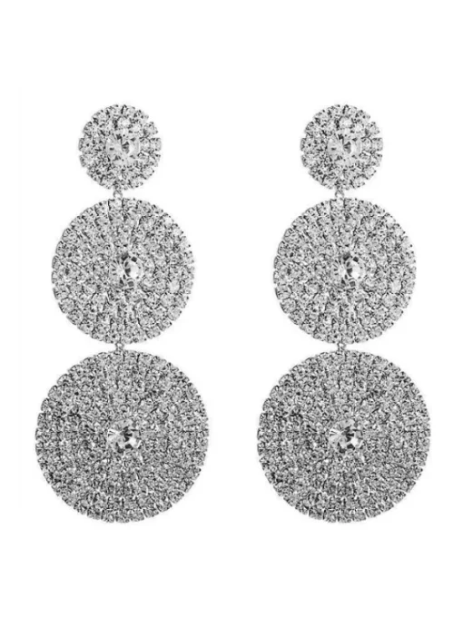 Earrings*Mew Mews Fashion Elina Layered Round Diamond Earrings