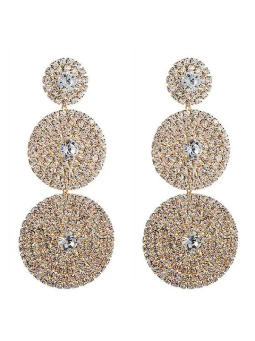 Earrings*Mew Mews Fashion Elina Layered Round Diamond Earrings