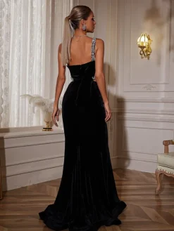 Dresses | Maxi Dresses*Mew Mews Fashion Elissa Floral Crystal Cutout Velvet Mermaid Maxi Dress