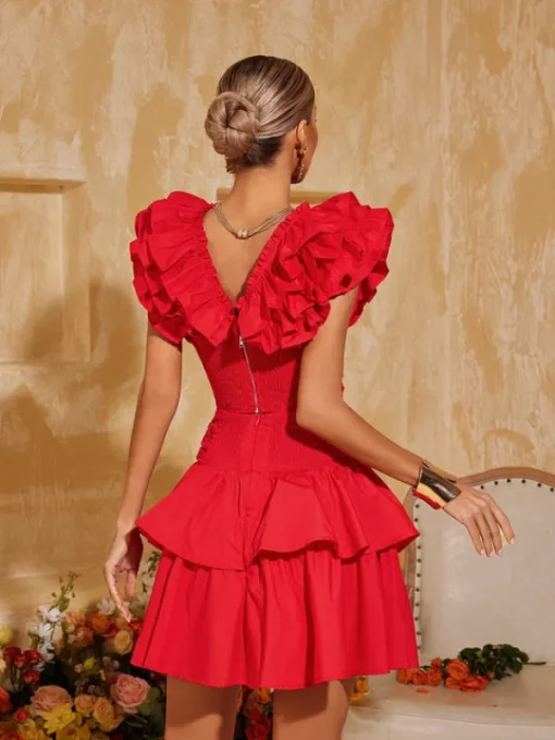 Sets & Co-ords*Mew Mews Fashion Elyana V Neck Ruffle Tiered Skirt Set