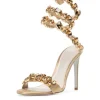 Shoes*Mew Mews Fashion Elyra Snake Rhinestone Sandals In Gold