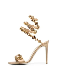 Shoes*Mew Mews Fashion Elyra Snake Rhinestone Sandals In Gold