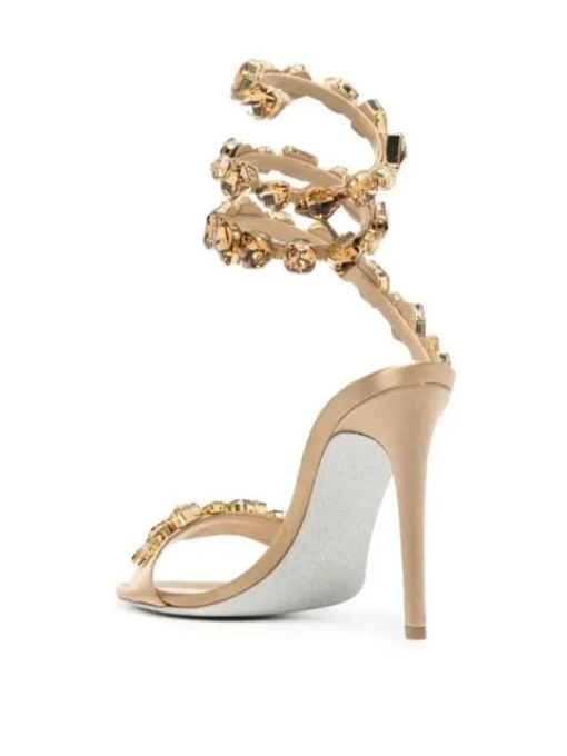 Shoes*Mew Mews Fashion Elyra Snake Rhinestone Sandals In Gold