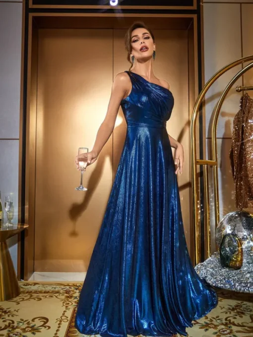 Dresses*Mew Mews Fashion Emeline One Shoulder Satin Maxi Dress