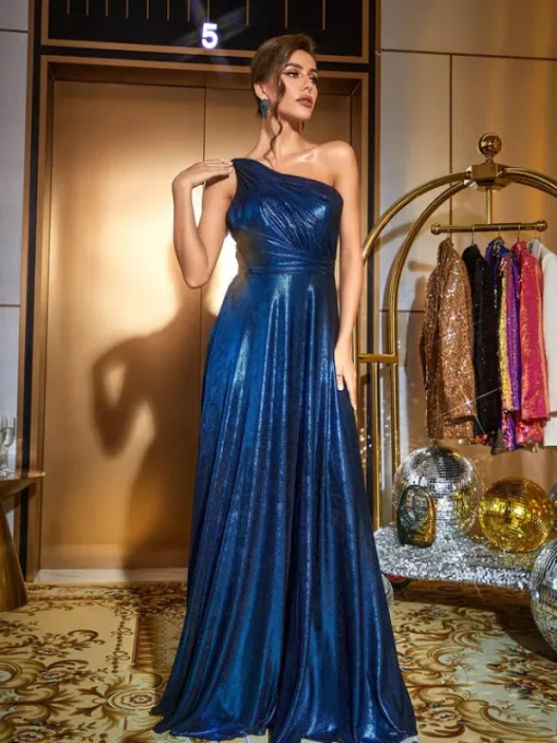 Dresses*Mew Mews Fashion Emeline One Shoulder Satin Maxi Dress
