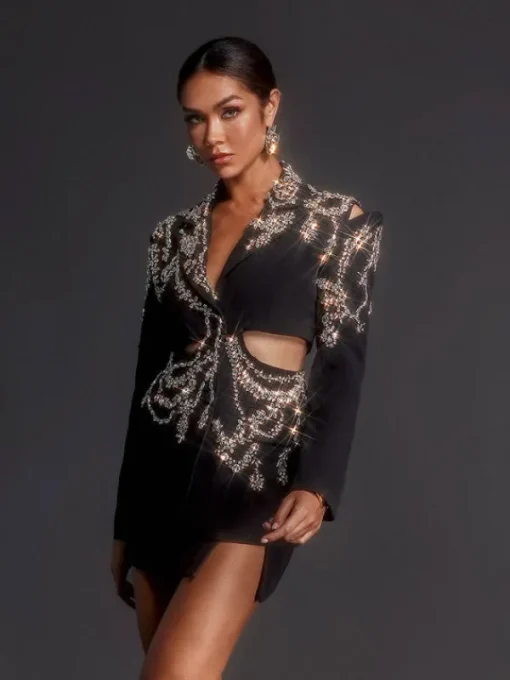Coats & Jackets | Blazers*Mew Mews Fashion Emelye Long Sleeve Rhinestone Cutout Blazer