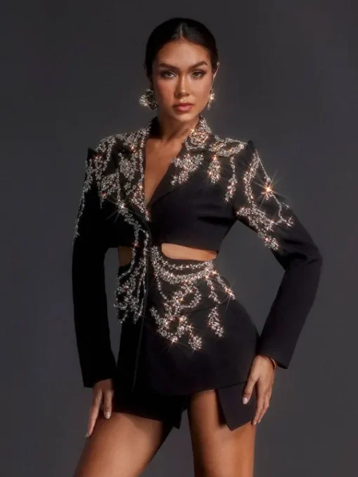 Coats & Jackets | Blazers*Mew Mews Fashion Emelye Long Sleeve Rhinestone Cutout Blazer