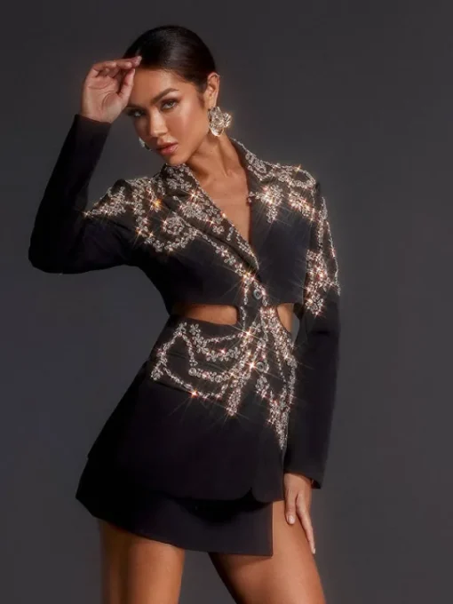 Coats & Jackets | Blazers*Mew Mews Fashion Emelye Long Sleeve Rhinestone Cutout Blazer