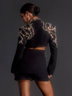 Coats & Jackets | Blazers*Mew Mews Fashion Emelye Long Sleeve Rhinestone Cutout Blazer