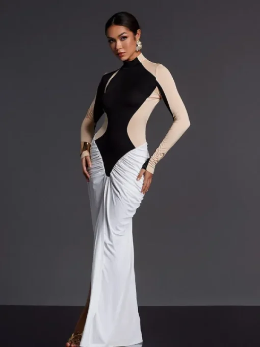 Maxi Dresses | Dresses*Mew Mews Fashion Emmly Long Sleeve Ruched Split Maxi Dress