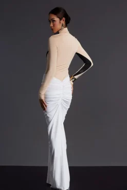 Maxi Dresses | Dresses*Mew Mews Fashion Emmly Long Sleeve Ruched Split Maxi Dress