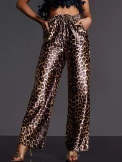 Pants & Shorts*Mew Mews Fashion Enabarri Leopard Satin Pants