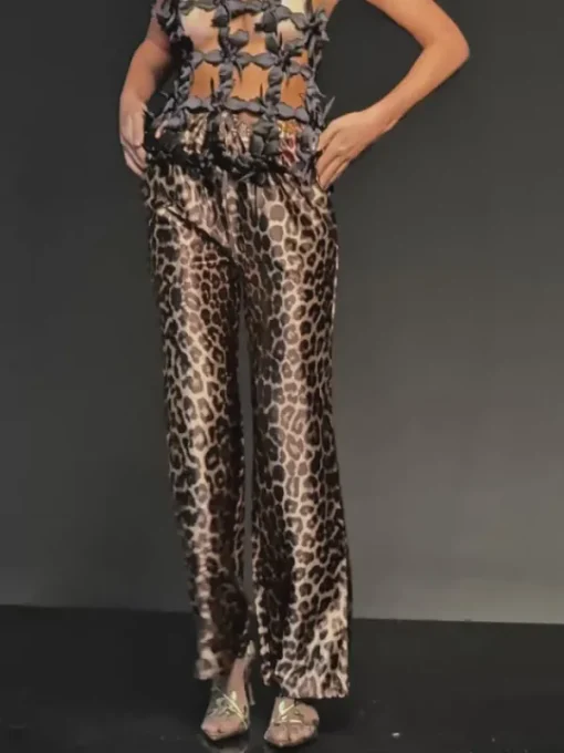 Pants & Shorts*Mew Mews Fashion Enabarri Leopard Satin Pants
