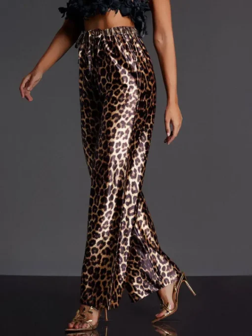 Pants & Shorts*Mew Mews Fashion Enabarri Leopard Satin Pants