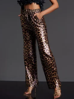 Pants & Shorts*Mew Mews Fashion Enabarri Leopard Satin Pants