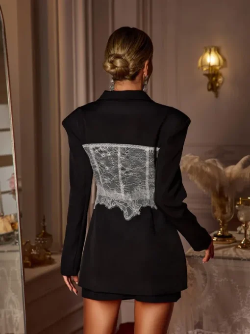 Coats & Jackets | Blazers*Mew Mews Fashion Eormenburh Deconstructed Lace Lapel Blazer In Black