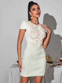 Dresses | Mini Dresses*Mew Mews Fashion Ephigenie Flower Pearl Mini Dress
