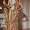 Dresses | Maxi Dresses*Jiu Bajia O/S Ephram Strapless Rhinestone Sequin Dress In Gold