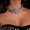 Necklaces*Mew Mews Fashion Erosa Crystal Rose Necklace In Silver