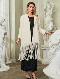 Coats & Jackets*Mew Mews Fashion Esclarmonde V Neck Fringe Woolen Coat