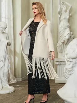 Coats & Jackets*Mew Mews Fashion Esclarmonde V Neck Fringe Woolen Coat