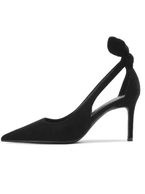 Shoes*Mew Mews Fashion Esmal Bow Hollow Heels In Black