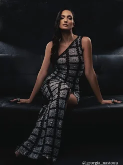 Embellishment | Dresses*Embellishment Esti One Shoulder Printed Rhinestone Maxi Dress