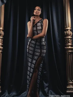 Embellishment | Dresses*Embellishment Esti One Shoulder Printed Rhinestone Maxi Dress