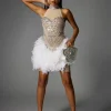 Embellishment | Dresses*Embellishment Eszra Halterneck Rhinestone Feather Sequin Mini Dress