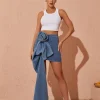 Skirts*Mew Mews Fashion Eufemia Rose Draped Denim Skirt
