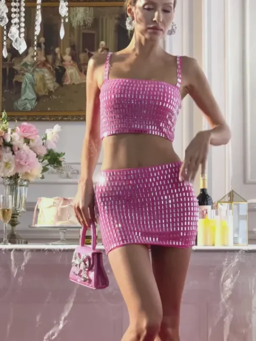 Sets & Co-ords*Mew Mews Fashion Faina Spaghetti Rhinestone Skirt Set