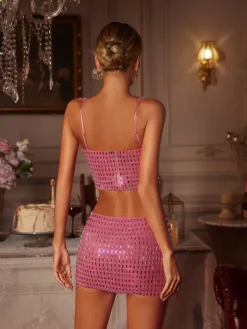 Sets & Co-ords*Mew Mews Fashion Faina Spaghetti Rhinestone Skirt Set