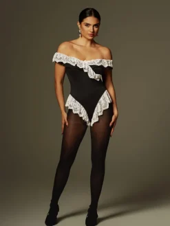 Bodysuits | Tops*Mew Mews Fashion Fenrir Off Shoulder Lace Bodysuit