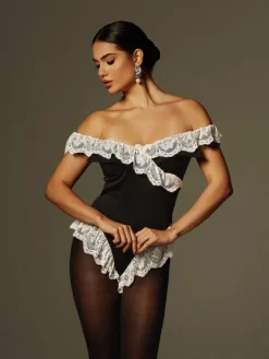 Bodysuits | Tops*Mew Mews Fashion Fenrir Off Shoulder Lace Bodysuit