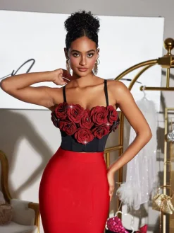 Tops*Mew Mews Fashion Fivika Spaghetti Flower Bustier Top