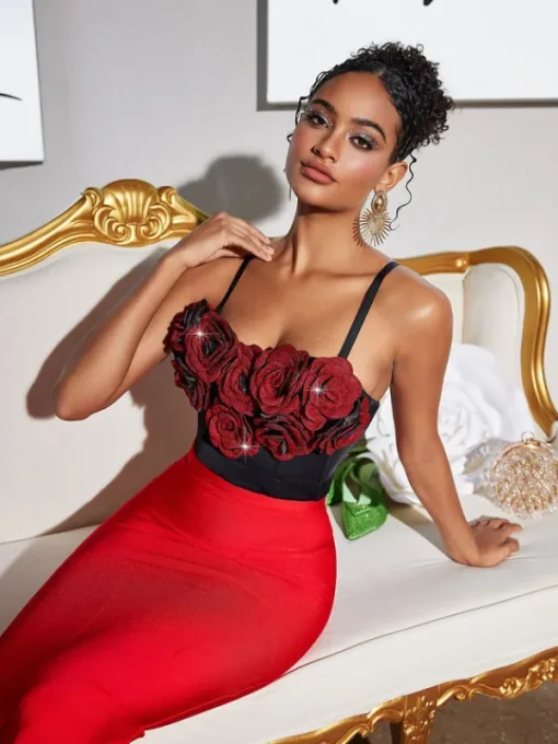 Tops*Mew Mews Fashion Fivika Spaghetti Flower Bustier Top