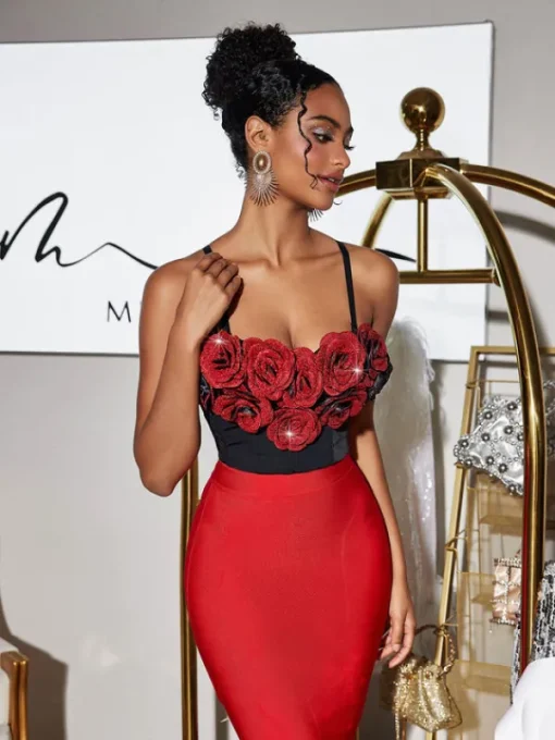 Tops*Mew Mews Fashion Fivika Spaghetti Flower Bustier Top